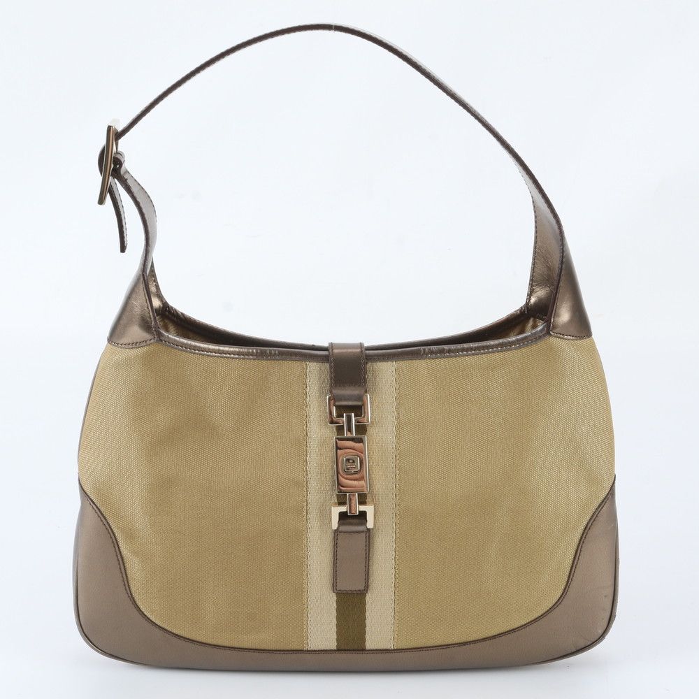 Gucci Jackie Leather Canvas Shoulder Bag