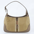 Gucci Jackie Leather Canvas Shoulder Bag