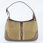 Gucci Jackie Leather Canvas Shoulder Bag