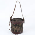 Fendi Zucca Leather Canvas Shoulder Bag Brown