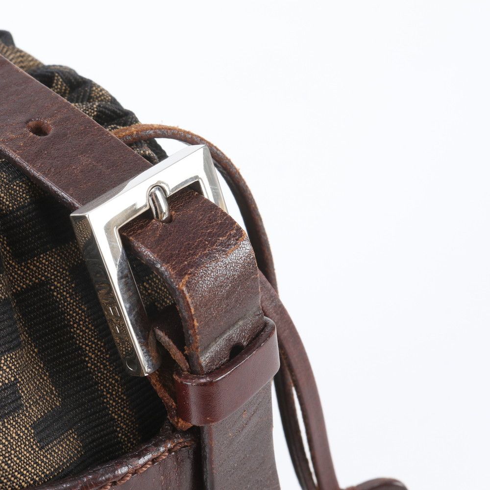 Fendi Zucca Leather Canvas Shoulder Bag Brown — view 8
