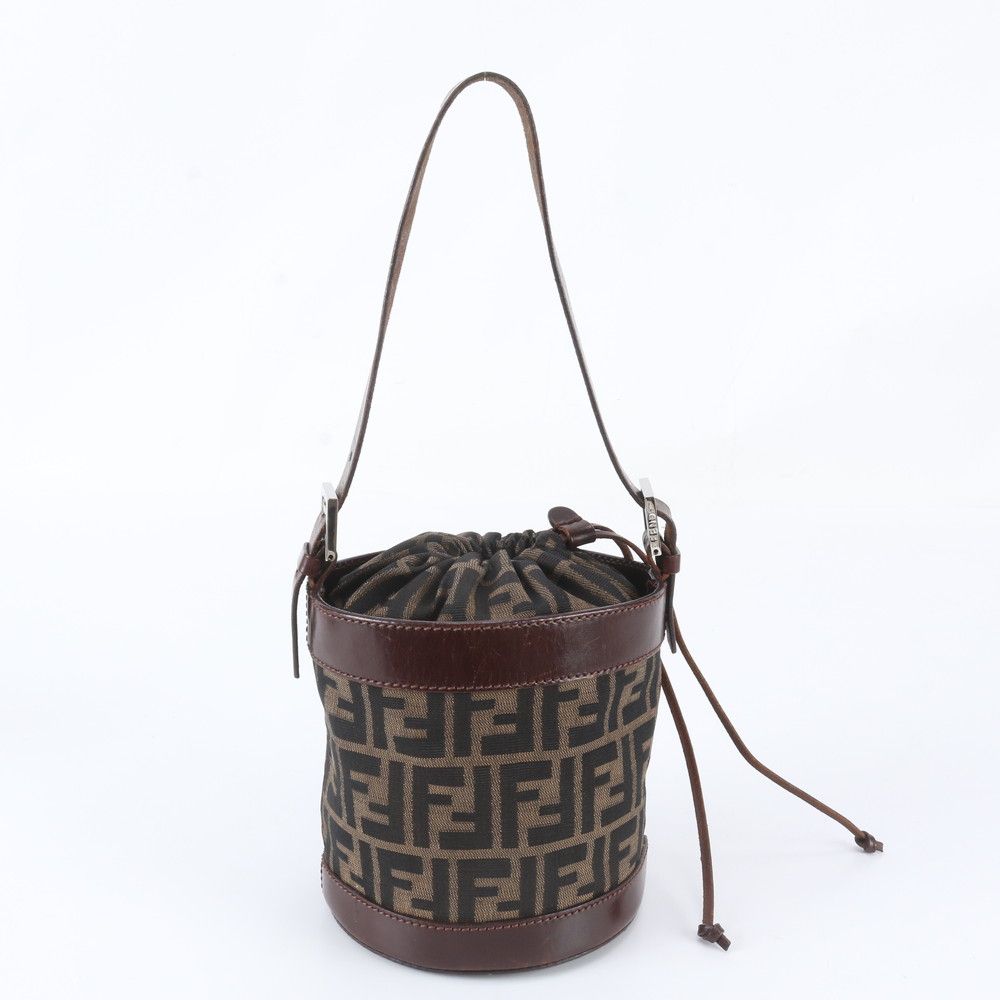 Fendi Zucca Leather Canvas Shoulder Bag Brown — view 3