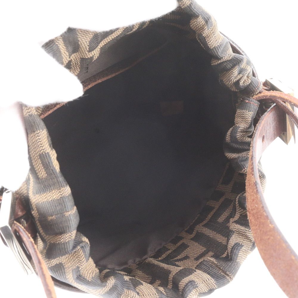 Fendi Zucca Leather Canvas Shoulder Bag Brown — view 7