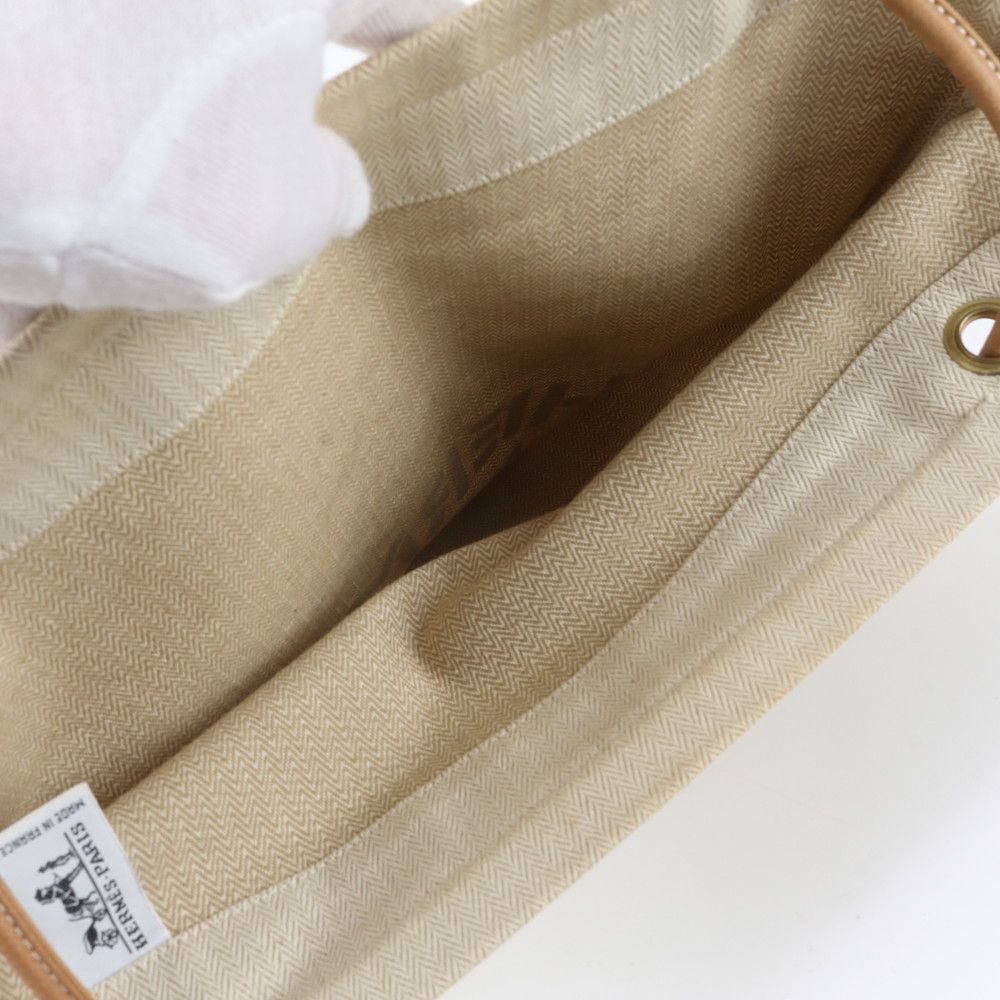 Hermes Aline GM Leather Canvas Shoulder Bag — view 7