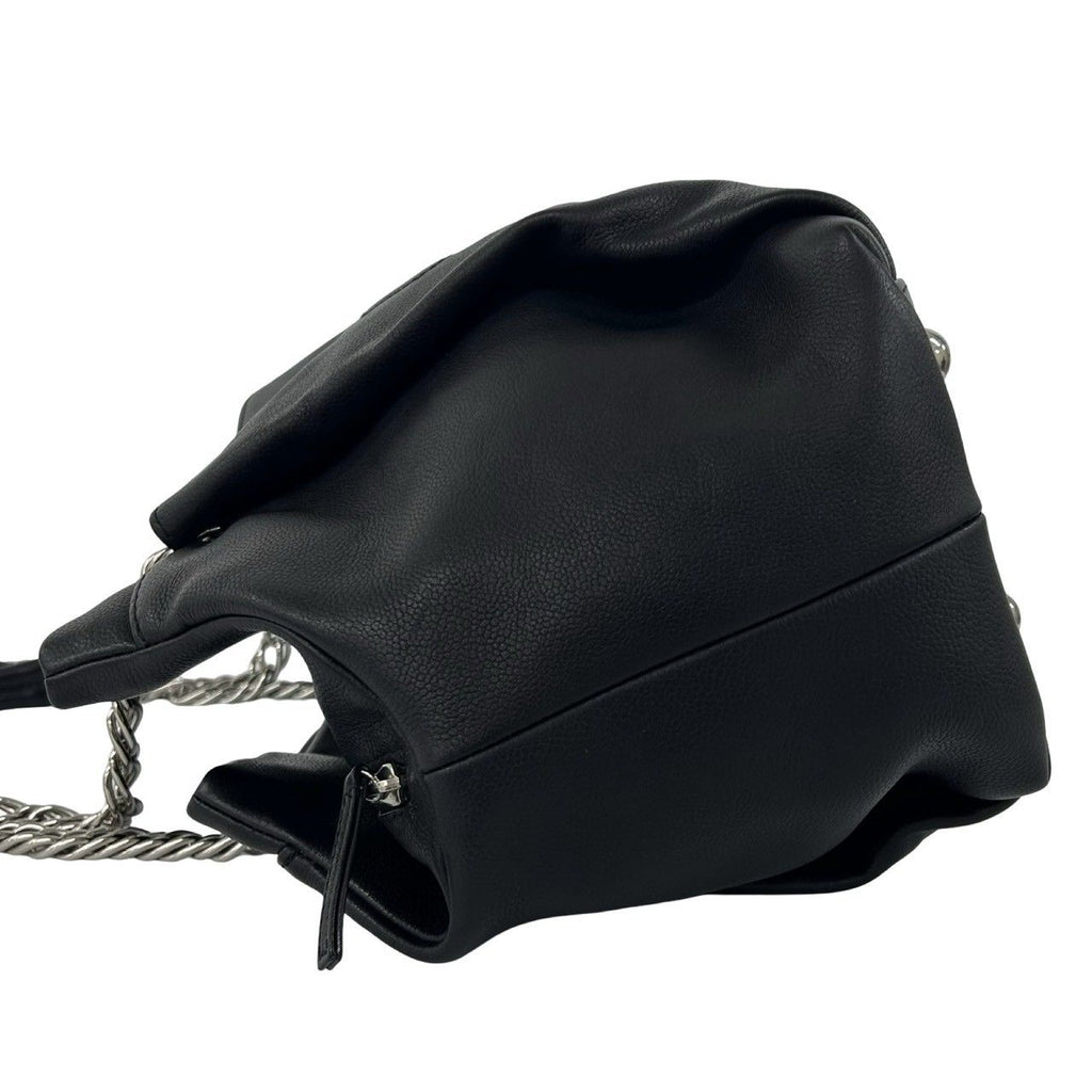 Chanel CC Logo Chain Caviar Leather Tote Shoulder Bag Black — view 5