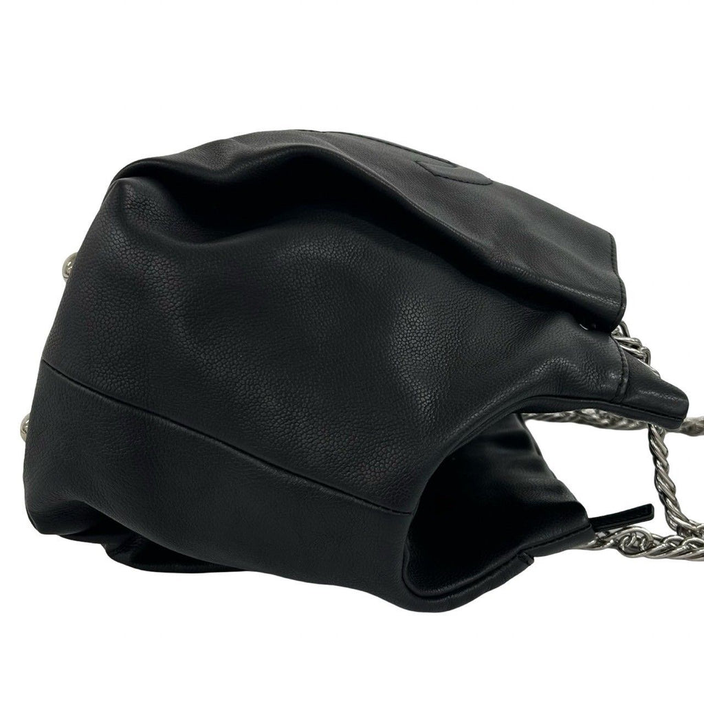 Chanel CC Logo Chain Caviar Leather Tote Shoulder Bag Black — view 6