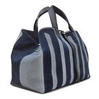 Dior Tote Bag Toujours Large Cotton Denim Blue Champagne Gold Logo — view 2