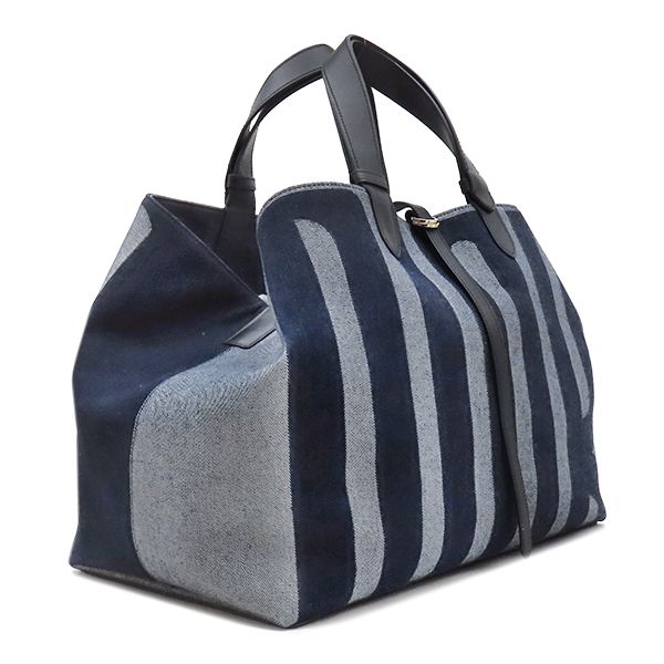 Dior Tote Bag Toujours Large Cotton Denim Blue Champagne Gold Logo — view 2