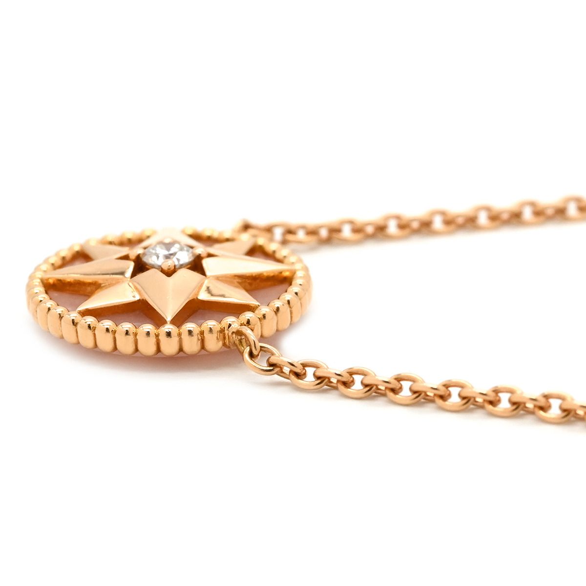 Dior Necklace Rose des Vents Medallion Pink Gold Diamond Pearl Wind Motif — view 3