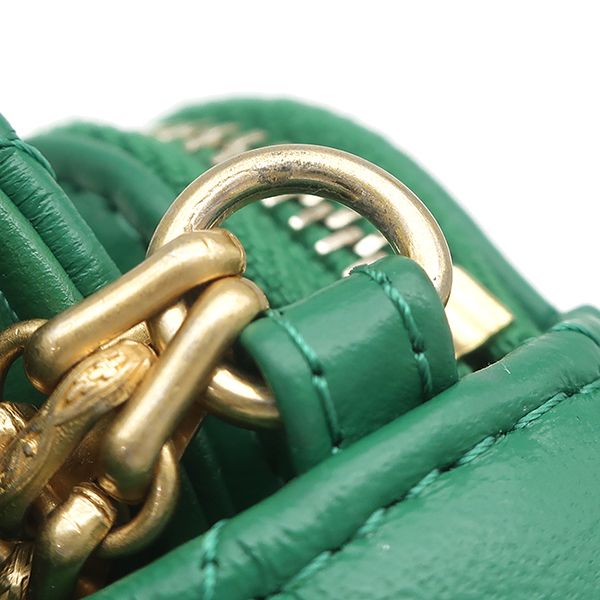 Chanel Chain Wallet Quilted Mini Shoulder Bag Leather Green Matte Gold Sold — view 8