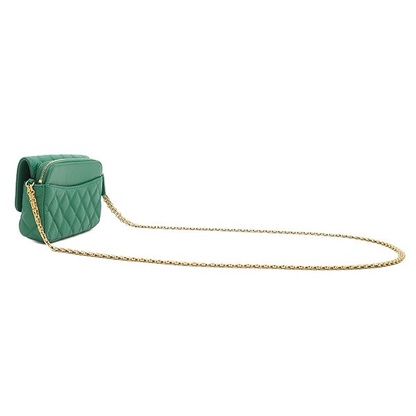 Chanel Chain Wallet Quilted Mini Shoulder Bag Leather Green Matte Gold Sold — view 2