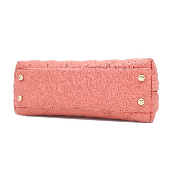 Chanel 2-Way Bag Quilted Coco Handle XS Caviar Leather Salmon Pink Gold Top — view 3