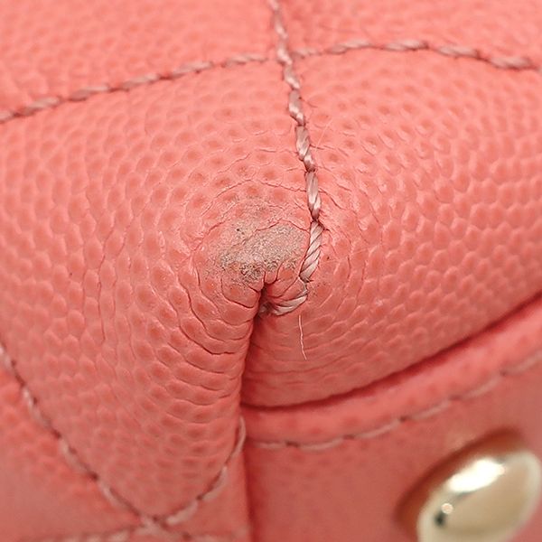 Chanel 2-Way Bag Quilted Coco Handle XS Caviar Leather Salmon Pink Gold Top — view 4