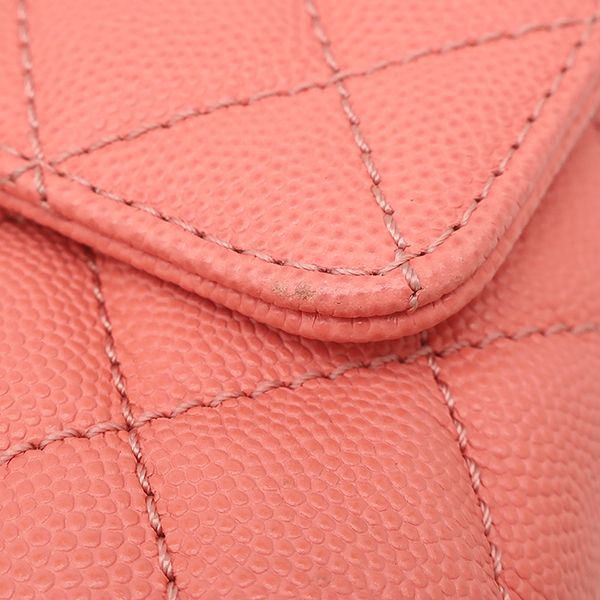 Chanel 2-Way Bag Quilted Coco Handle XS Caviar Leather Salmon Pink Gold Top — view 6