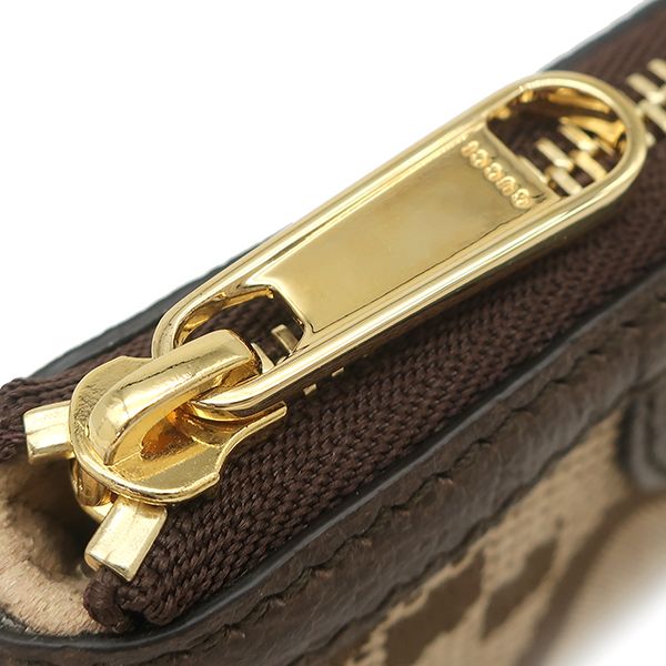 Gucci Coin Purse Jumbo GG Canvas Leather Brown Gold Key Case with Chain — view 5