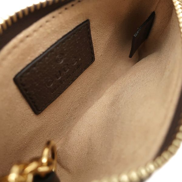 Gucci Coin Purse Jumbo GG Canvas Leather Brown Gold Key Case with Chain — view 7