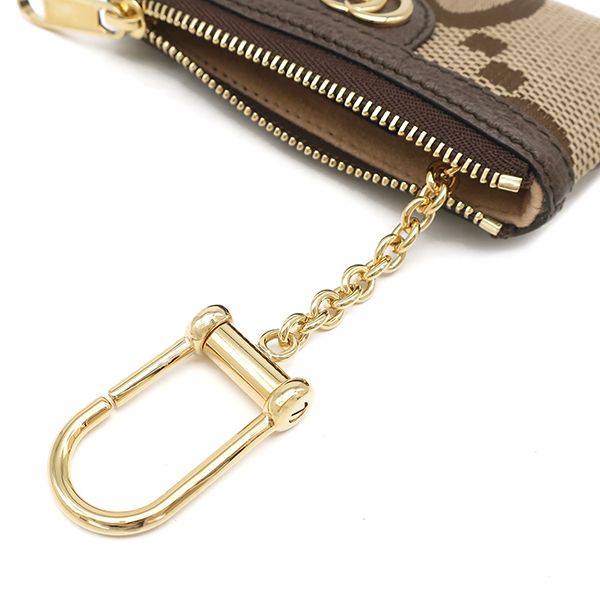 Gucci Coin Purse Jumbo GG Canvas Leather Brown Gold Key Case with Chain — view 8