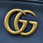 Gucci Shoulder Bag GG Marmont Ghost Chain Leather Chevron Quilted Navy Matte — view 8