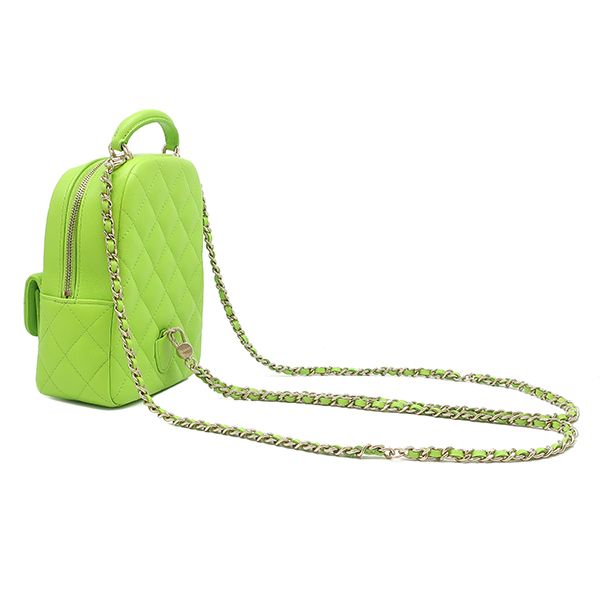 Chanel 2-Way Quilted Mini Backpack Caviar Leather Light Green Champagne Gold — view 2