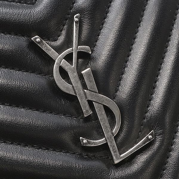 Saint Laurent Shoulder Bag Lou Leather Black Gunmetal YSL Cassandra with Tassel — view 6
