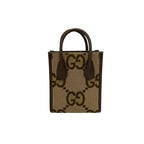 Gucci Jumbo GG Logo Pattern Canvas Leather 2-Way Shoulder Bag Brown — view 3