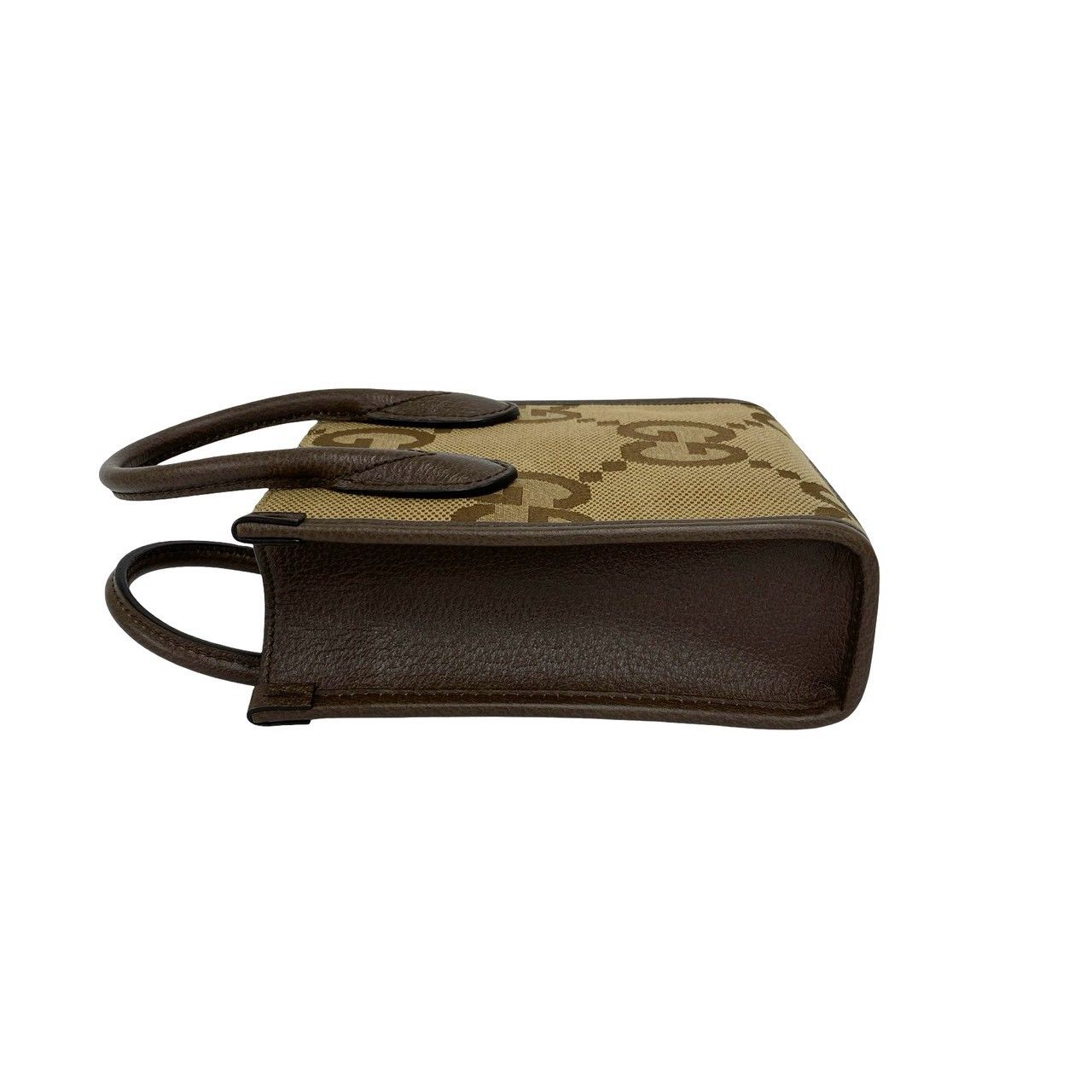 Gucci Jumbo GG Logo Pattern Canvas Leather 2-Way Shoulder Bag Brown — view 5