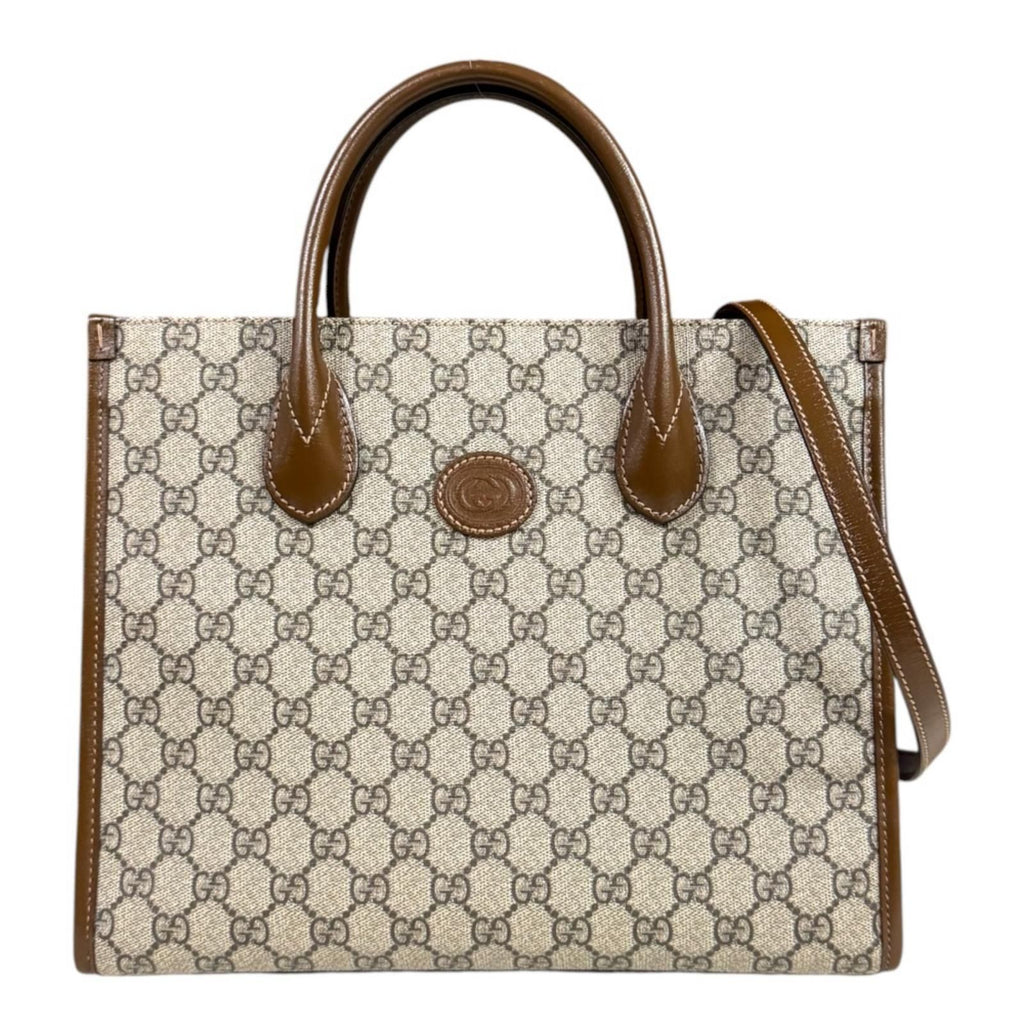 Gucci GG Small Tote Bag Supreme Shoulder Canvas Brown