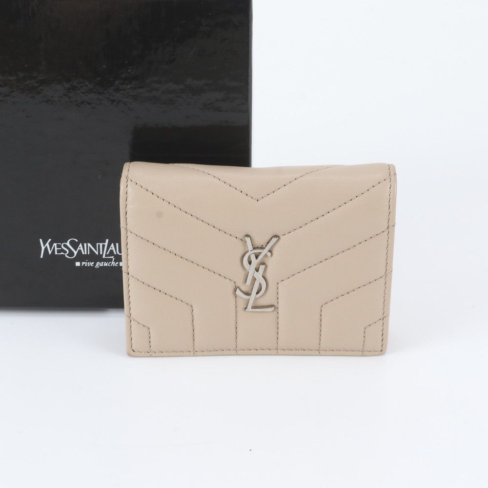 Saint Laurent YSL Stitch Quilted Leather Bifold Wallet Compact