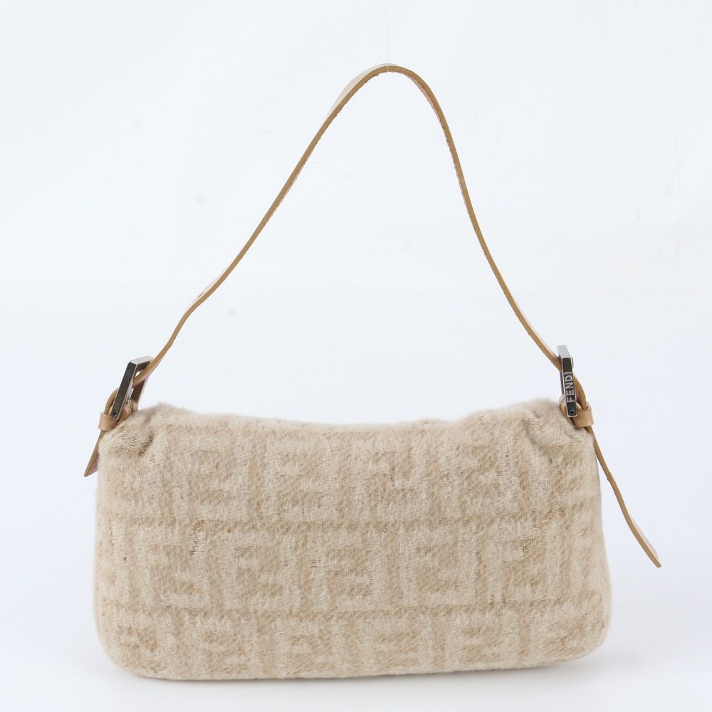 Fendi Zucca Mamma Bucket Cashmere Leather Shoulder Bag — view 3