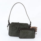 Celine Real Fur Pouch Leather Shoulder Bag One Handle