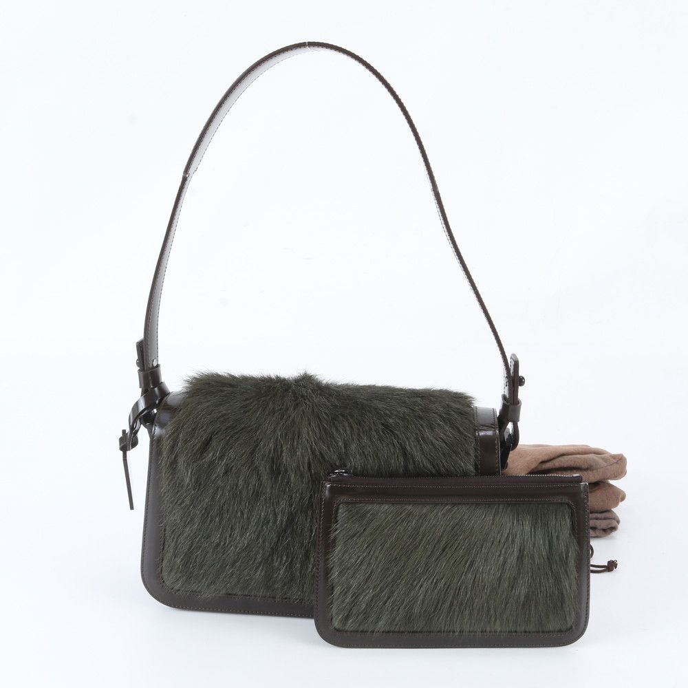 Celine Real Fur Pouch Leather Shoulder Bag One Handle