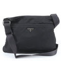 Prada White Tessuto Nylon Triangle Logo Leather Shoulder Bag Crossbody Business