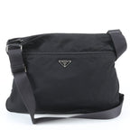 Prada White Tessuto Nylon Triangle Logo Leather Shoulder Bag Crossbody Business