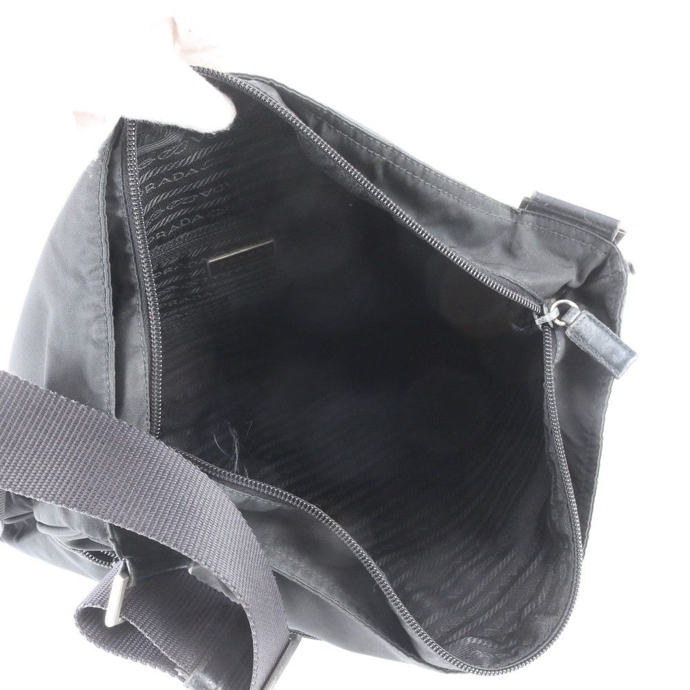 Prada White Tessuto Nylon Triangle Logo Leather Shoulder Bag Crossbody Business — view 7