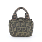 Fendi FF Zucca Leather Handbag Tote Brown — view 3