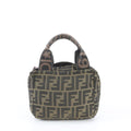Fendi FF Zucca Leather Handbag Tote Brown