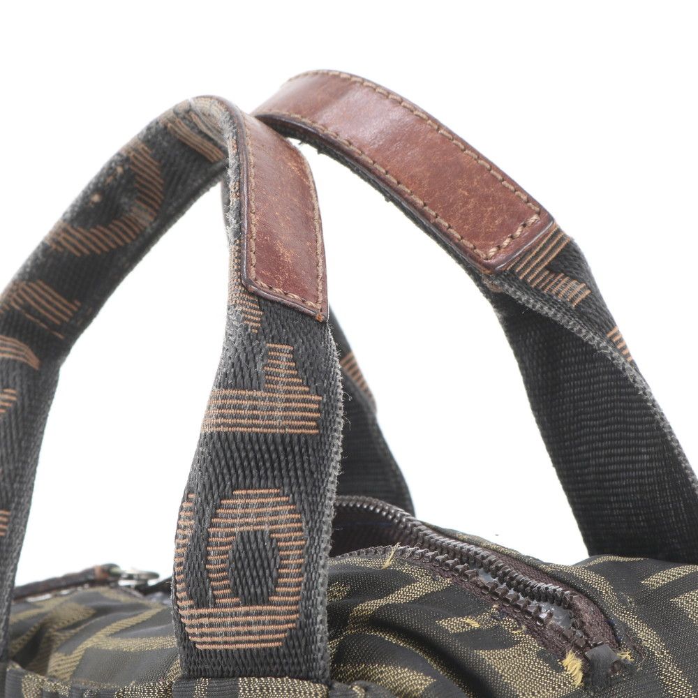 Fendi FF Zucca Leather Handbag Tote Brown — view 2