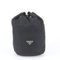 Prada White Tessuto Nylon Triangle Logo Leather Pouch