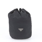 Prada White Tessuto Nylon Triangle Logo Leather Pouch