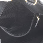 Prada White Tessuto Nylon Gathered Ribbon Leather Handbag Tote Black — view 8