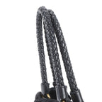 Prada White Tessuto Nylon Gathered Ribbon Leather Handbag Tote Black — view 2