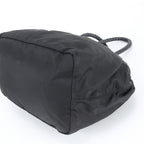 Prada White Tessuto Nylon Gathered Ribbon Leather Handbag Tote Black — view 6