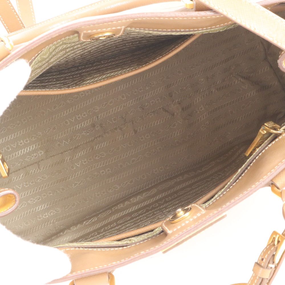Prada Saffiano Leather Galet Rear 2-Way Shoulder Bag Crossbody Hand Tote — view 8