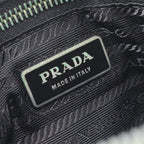 Prada White Tessuto Nylon Triangle Logo Leather Handbag Tote — view 8