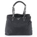 Prada White Tessuto Nylon Triangle Logo Leather Handbag Tote