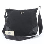 Prada White Tessuto Nylon Triangle Logo Leather Shoulder Bag