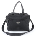 Prada White Tessuto Nylon Triangle Logo Leather 2-Way Shoulder Bag Crossbody