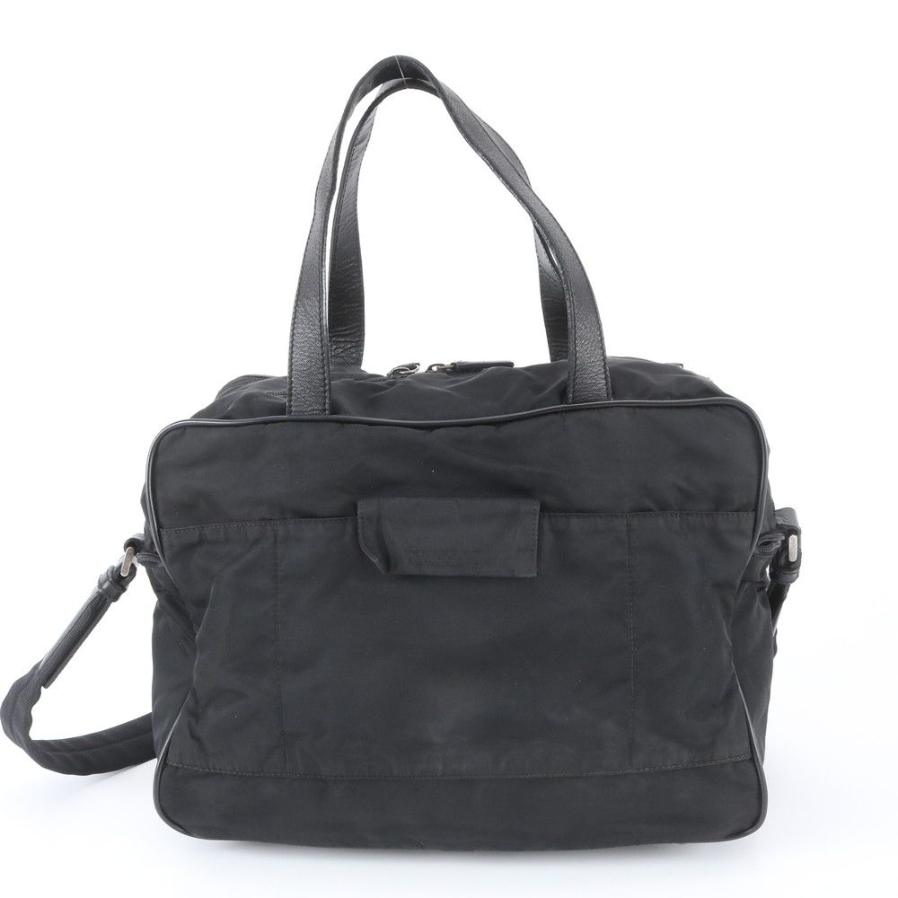 Prada White Tessuto Nylon Triangle Logo Leather 2-Way Shoulder Bag Crossbody — view 4