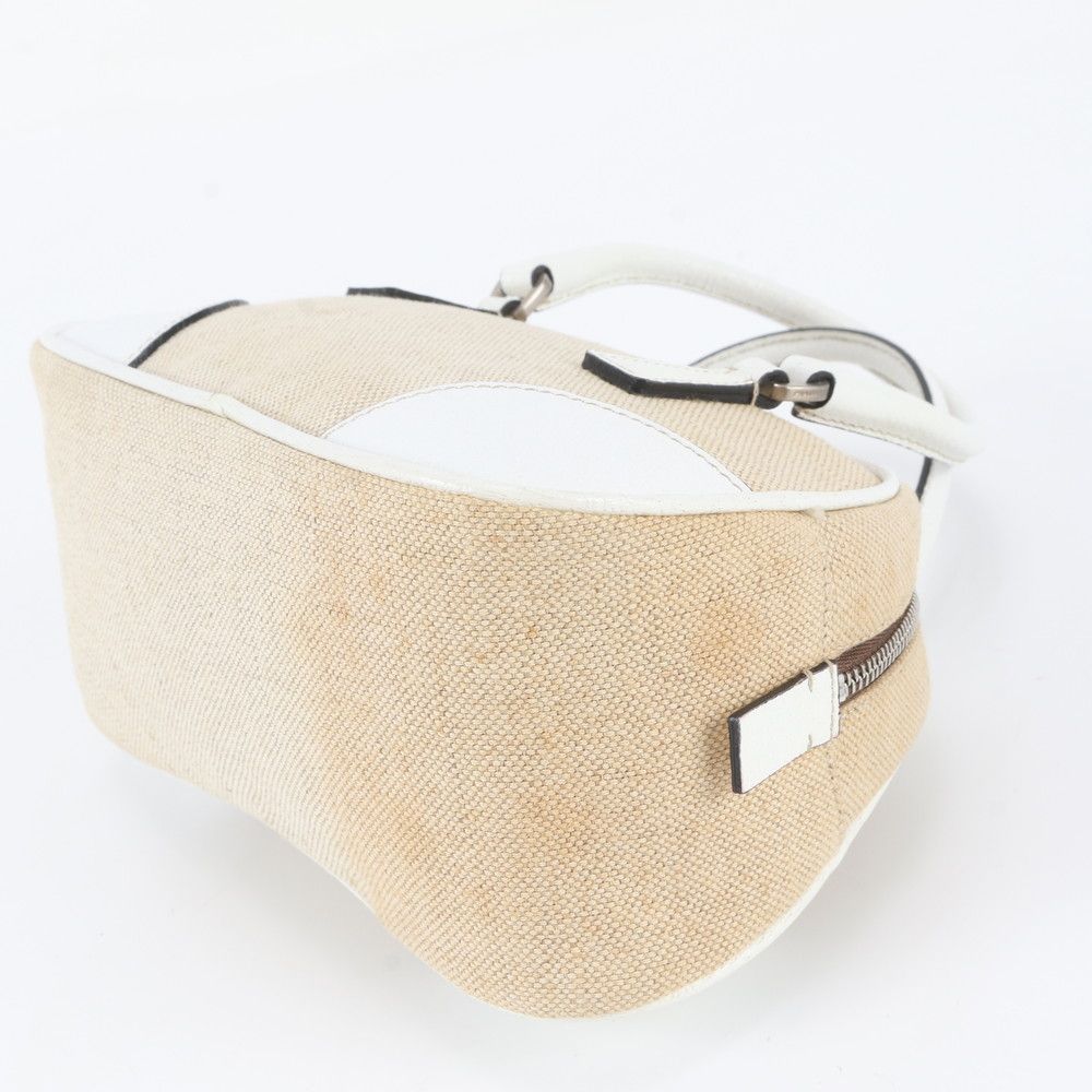 Prada White Triangle Logo Leather Handbag Tote — view 6