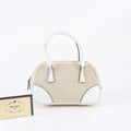 Prada White Triangle Logo Leather Handbag Tote
